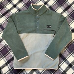 A24 Film Studio Half Snap Fleece Green/Gray Sweatshirt Men's MEDIUM